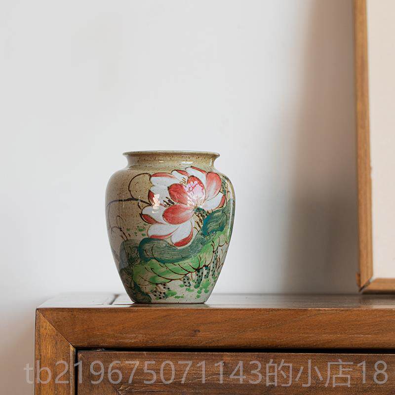 高档景德罐镇陶瓷绘花瓶手工手陶泥子中老式复古博古架摆件送礼高