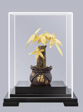 高档箔嘉来高端摆件金发财宝树开业乔迁品礼客厅酒柜茶室办公室装