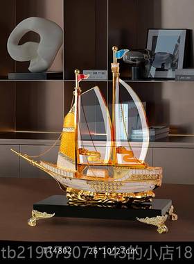 高档一帆风顺帆船摆件办公室领桌导面轻厅奢高档客开业礼物司公纪