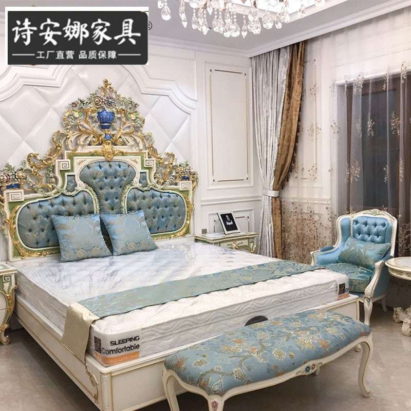 维多利亚床尾凳欧式新古典法式金箔实木长凳别墅大宅家具