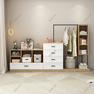 家用小户型斗柜卧室衣帽架储物柜现代简约多功能组合收纳柜床尾柜