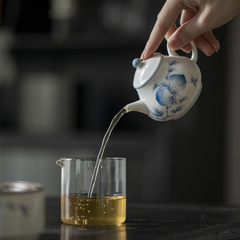 青己手绘陶瓷茶壶功夫茶具文人器青花泡茶壶球孔过滤单壶