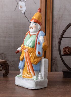 陶瓷灵神老姬爷路神陶瓷神像通财路跑差摆件中式人物摆件
