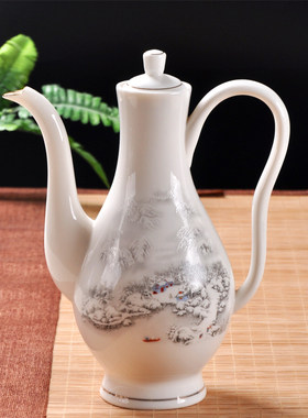 陶瓷酒壶家用分酒器耐高温青花瓷大号倒酒壶酒店餐厅中式烫酒壶