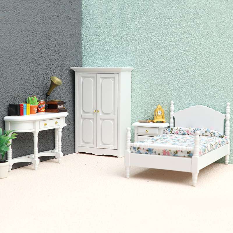 1:12娃娃屋dollhouse迷你家具微缩场景摆件食玩模型袖珍卧室套装