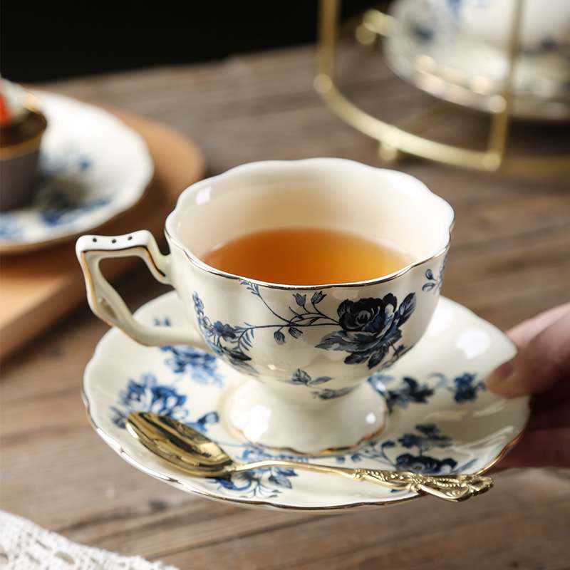 法式下午茶咖啡杯陶瓷茶壶茶具欧式红茶杯碟家用青花复古杯子