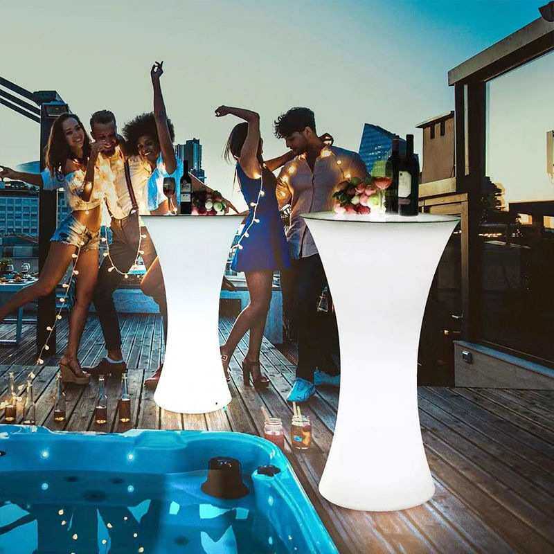 发光家具商用清吧夜场创意鸡尾酒圆形户外休闲LED小蛮腰高脚吧台