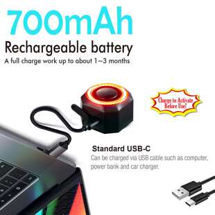 自行车尾灯防盗报警器(充电式)刹车灯一碰就响防盗支架KS-SF33R