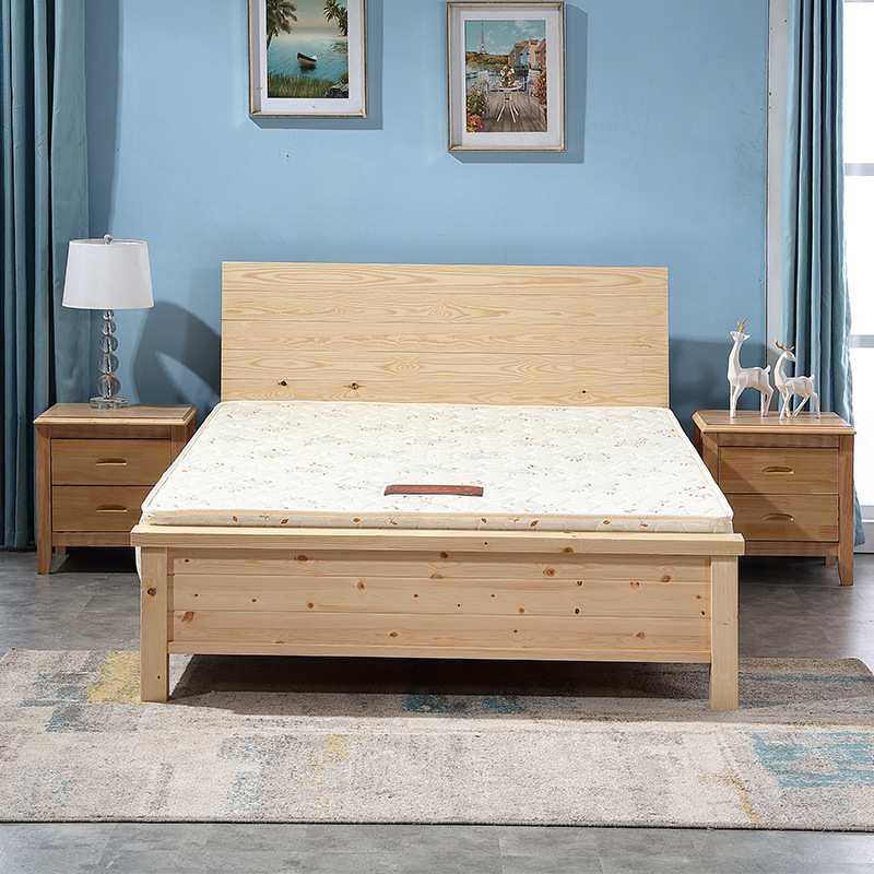公寓床现代简约橡木床1.2米1.5米双单人床学校工地用床垫源头工厂,3C数码配件,摄像机配件,淘宝优惠券,粉丝福利购,淘宝优惠卷