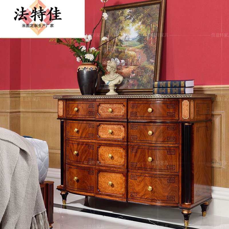 亚历山大英式实木雕花斗柜欧式新古典奢华餐边柜大宅别墅餐厅储物