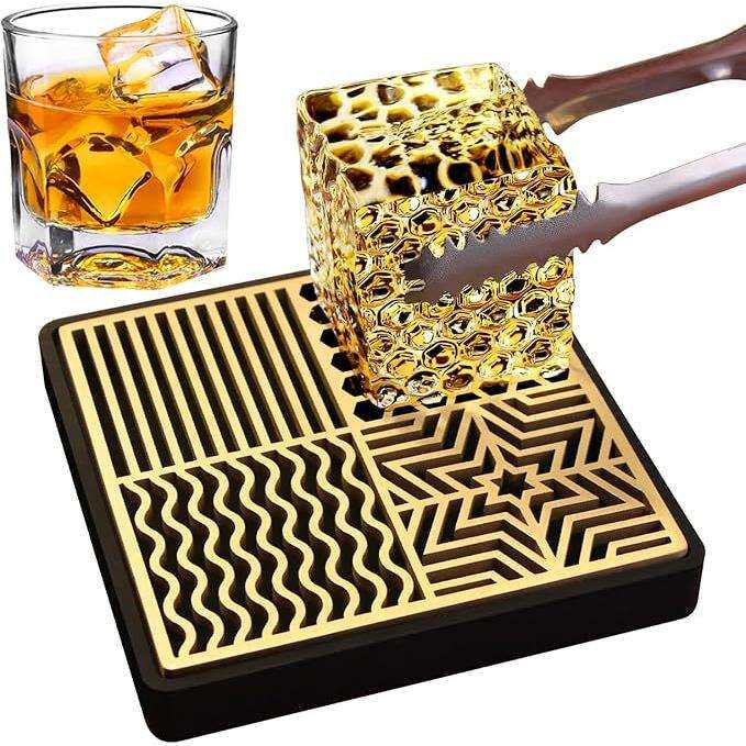 欧美亚马逊冰块印章酒吧鸡尾酒威士忌冰块印花跨境源头工厂铜冰章