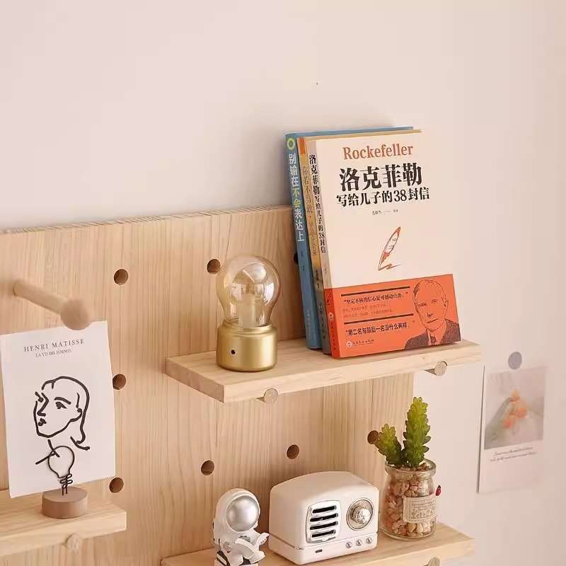实木洞洞板玄关墙面置物架墙上挂板入户隔板儿童房收纳架跨境电商