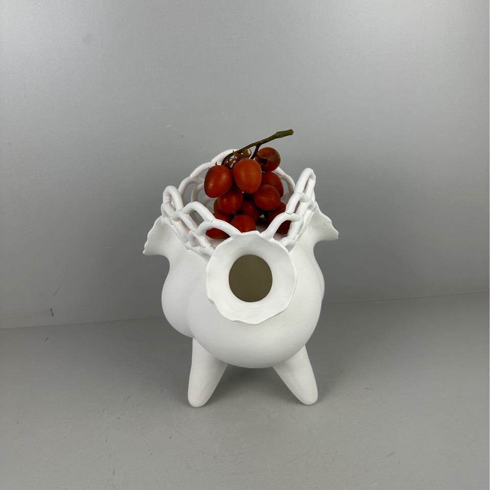 简约现代小众个性陶瓷花瓶样板房博物架装饰品摆件磨砂白色工艺品
