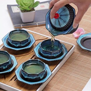 建盏便携盖碗功夫茶具精致陶瓷车载整套窑M变宝塔泡茶碗中式 旅行