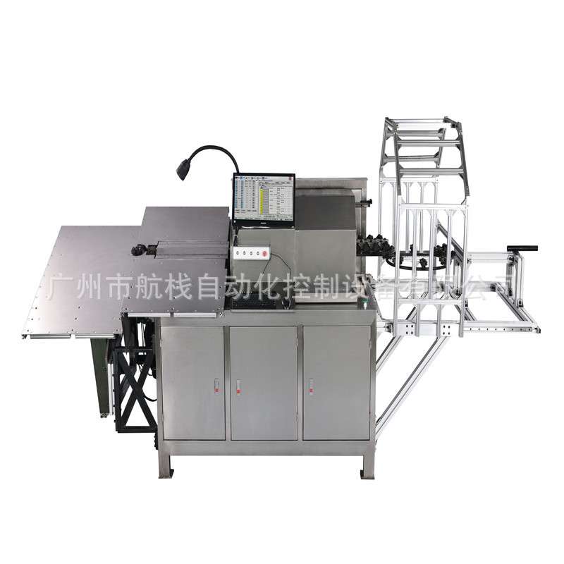 爬架网配件扁铁自动数控折弯成型冲孔一体机 扁线卡箍打孔弯形机