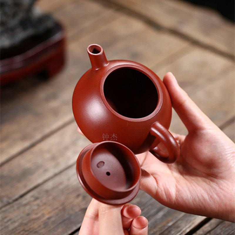 宜兴紫砂壶纯全手工茶壶家用泡茶具套装原矿大红袍朱泥炮嘴石瓢壶