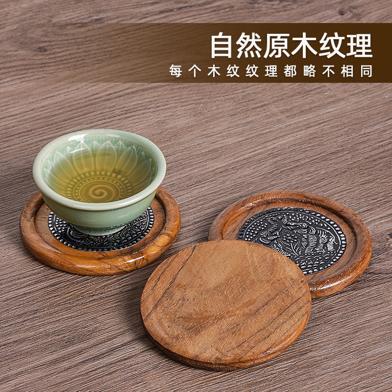 杯垫木质隔热垫茶道酒杯咖啡杯垫木垫茶托实木组合泰国特色茶杯垫