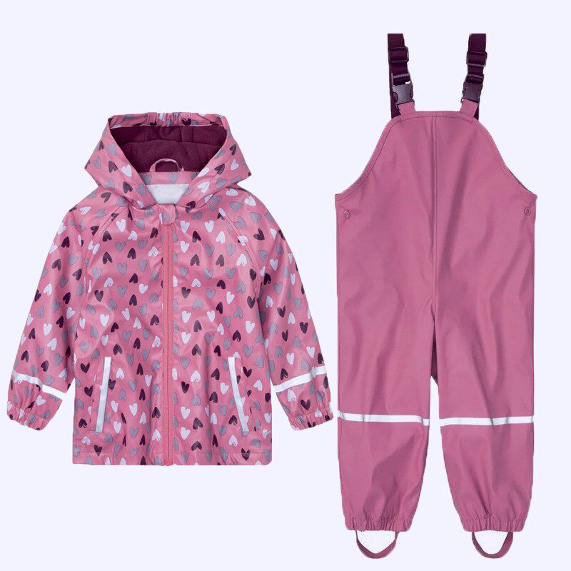 儿童雨衣雨裤分U套装幼儿园宝宝加绒P体外套环保透气秋加冬厚雨衣