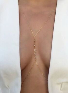 身体链首饰女个性比基尼胸链配饰时尚街拍气质项链性感链条ins风