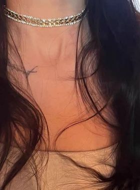 港风复古金属冷淡风气质个性闪钻编织颈链choker女小众轻奢项圈