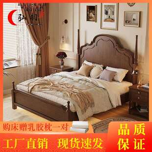 法式复古实木床主卧双人大床1米8简约现代美式轻奢1米5公主安娜床
