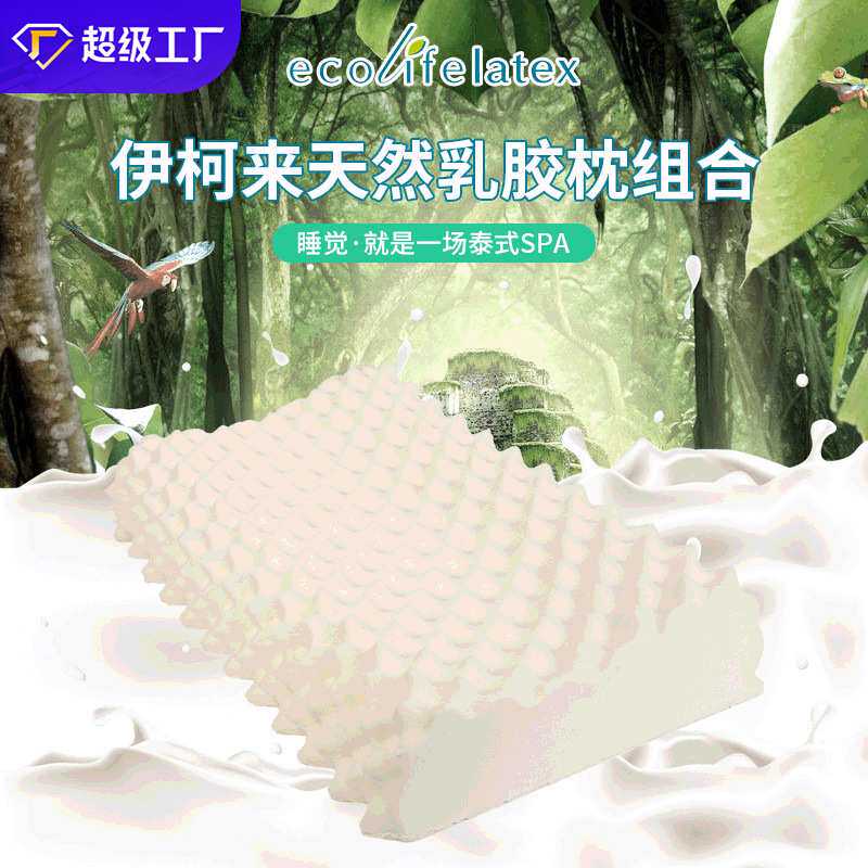 源头工厂Ecolife天然乳胶枕头 枕芯礼品颈椎按摩枕乳胶枕E牌