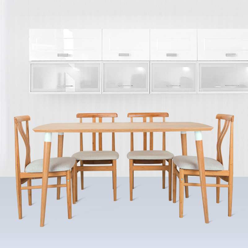 楠竹餐椅原木色休闲椅小户型客厅餐桌椅家用实木家具小户型适用