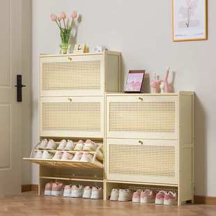 鞋柜家用门口分层收纳鞋柜轻奢高级感门外走廊用鞋柜窄高落地立式