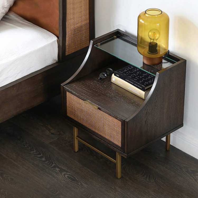 北欧实木床头柜日式藤编迷你储物柜简易卧室抽屉收纳柜沙发边柜,3C数码配件,摄像机配件,淘宝优惠券,粉丝福利购,淘宝优惠卷