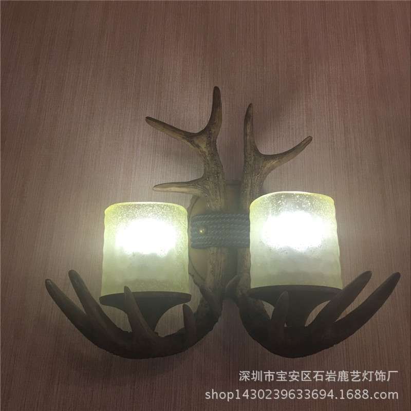北欧复古工业风鹿角灯壁灯个性创接线端子