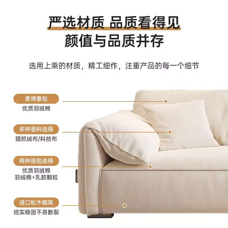 意式科技布沙发小户型家用客厅三人位直排baxter布艺大象耳朵沙发
