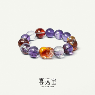 喜运宝「喜运予我」玻利维亚紫水晶红胶花貔貅水晶手串S925银首饰