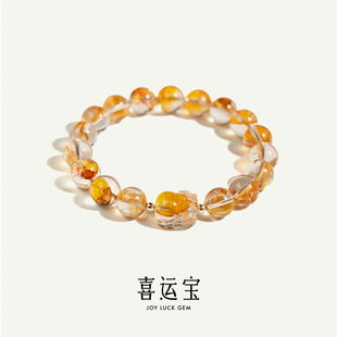 喜运宝「喜运予我」红胶花黄胶花水晶貔貅手串设计款手链女本命年