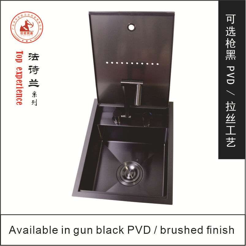 304不锈钢手工水槽隐形铰链盖板房车厨房吧台茶台洗杯器
