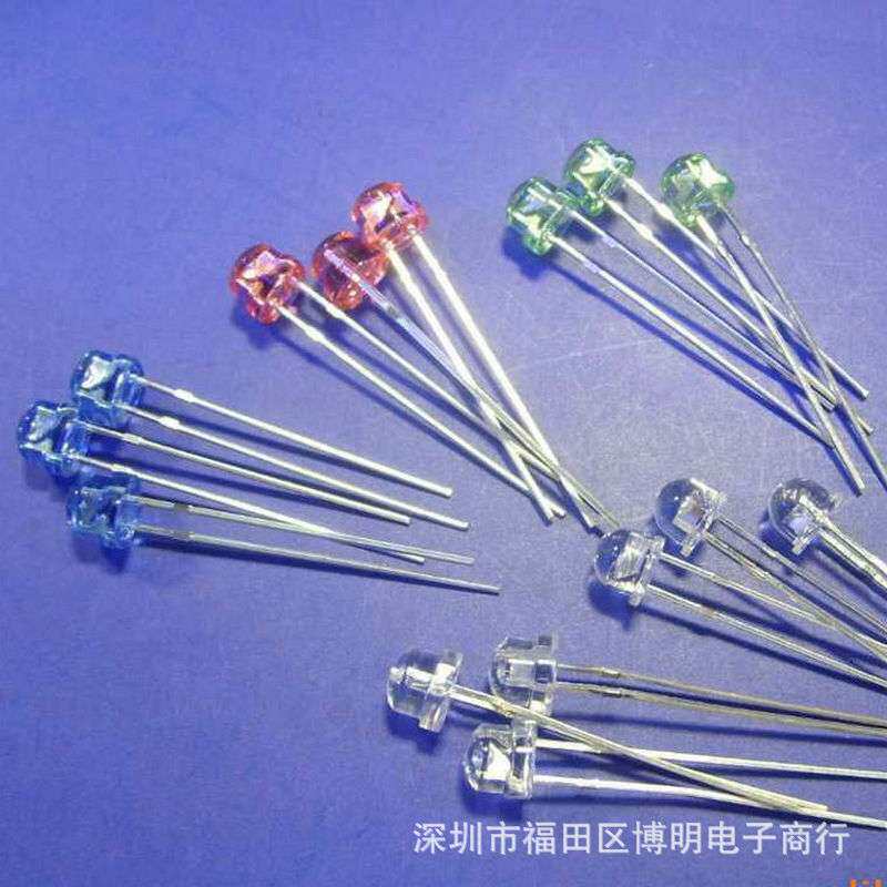 F5/5mm平头有边全彩RGB共阴 红蓝绿四脚RGB灯珠直插LED发光二极管