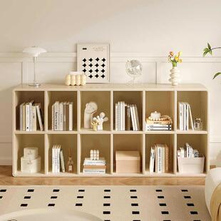 全实木法式奶油风格子柜落地置物架客厅收纳白色矮自由组合储物柜