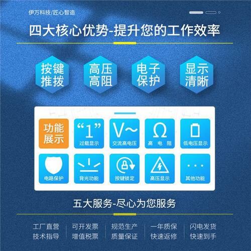 伊万新款VC60B高阻高电压数字光伏兆欧表绝缘电阻测试仪