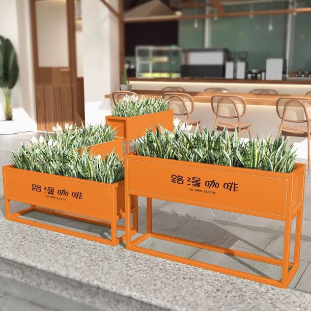 门店外摆围栏户外不锈钢花箱铁艺栅栏花架商业街隔断饭店种植箱