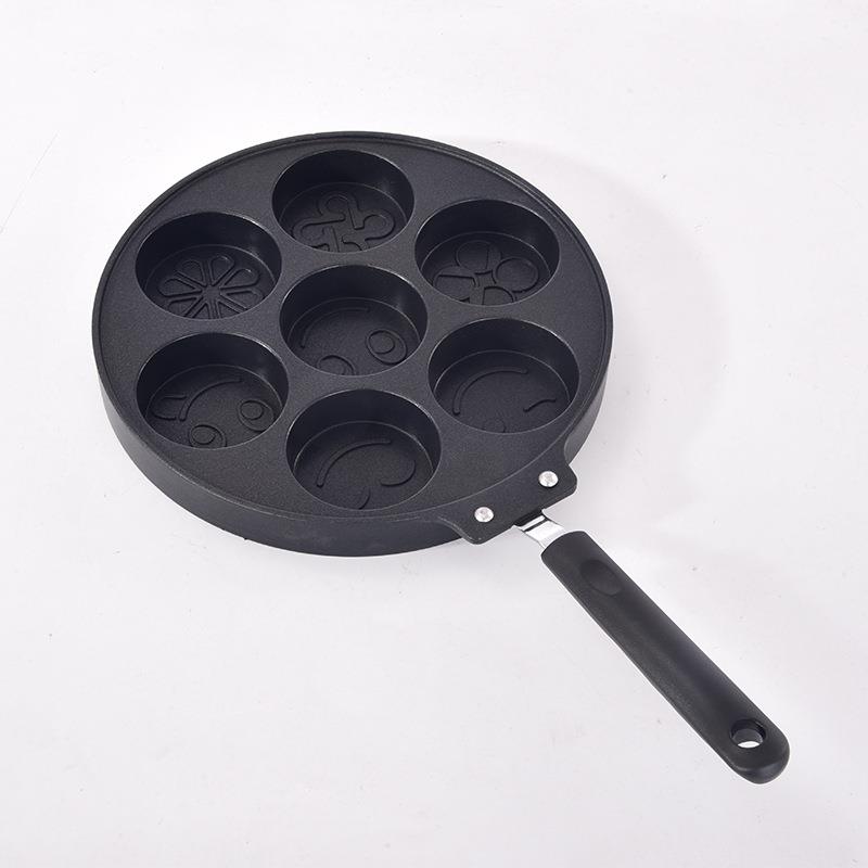 新款不粘七孔煎蛋锅卡通蛋糕模具 红豆饼烤盘 不沾家用商用蛋饺锅