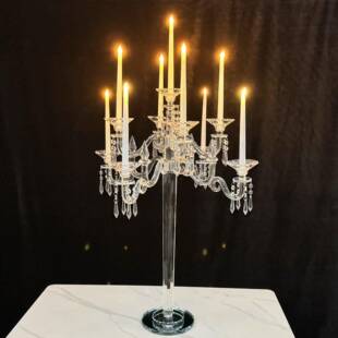 跨境热销欧式婚庆九头水晶烛台家居装饰摆件浪漫奢侈品玻璃烛台