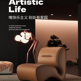 可爱复古轻奢单人沙发室外休闲客厅卧室阳台高级设计房间小沙发