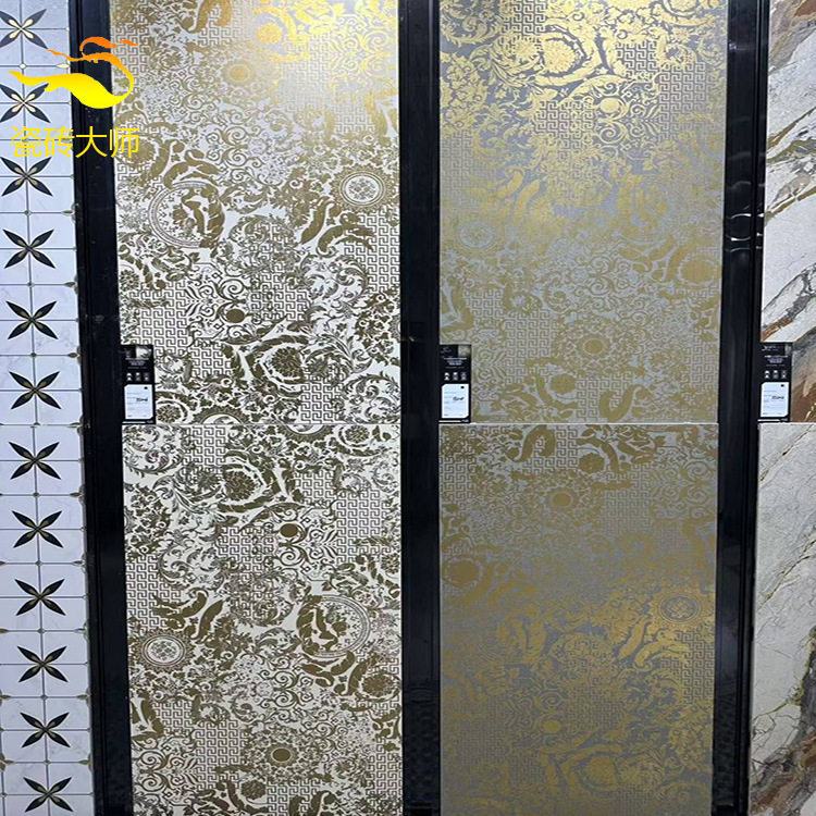 佛山瓷砖镀金拼花客厅哑光地砖600x1200厨卫阳台电视背景花片墙砖
