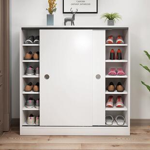 鞋柜推拉门多层大容量家用门口木质经济型简易全封闭平移门鞋架子