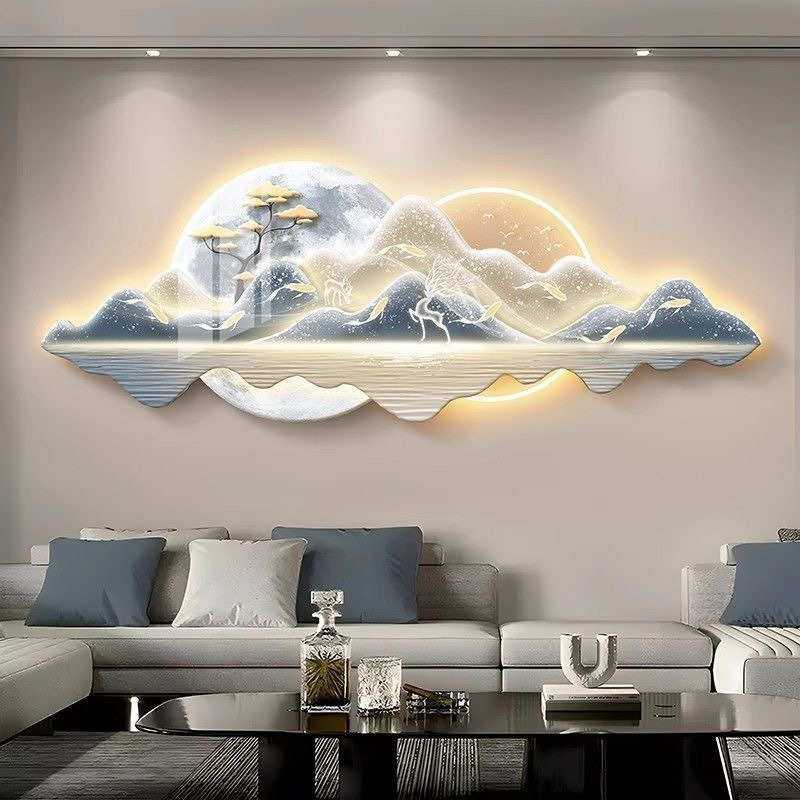 九鱼图客厅装饰画墙壁画轻奢高级感沙发背景墙挂画壁灯画背有靠山,模玩/动漫/周边/娃圈三坑/桌游,模型制作工具/辅料耗材,淘宝优惠券,粉丝福利购,淘宝优惠卷