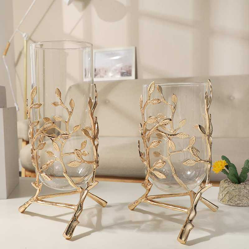 欧式轻奢玻璃花瓶插花装饰品创意现代客厅美式餐桌仿真花干花摆件