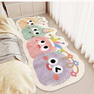 多巴胺床边地毯卡通卧室床头可爱毛绒脚垫加厚儿童房冬季仿羊绒垫
