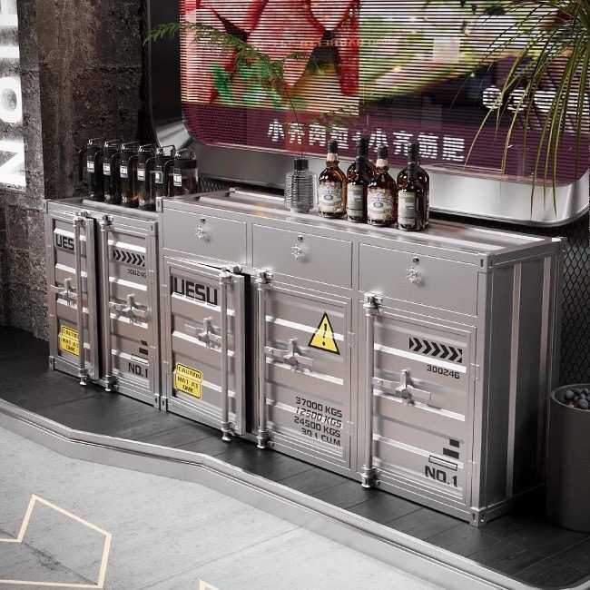 工业风集装箱储物柜厨房餐边柜收纳柜酒吧餐厅柜子工业风茶水酒柜