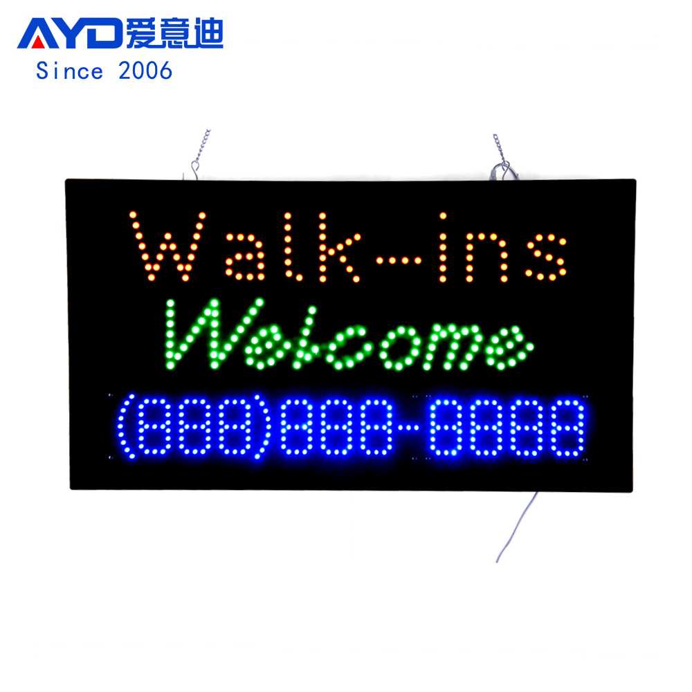 货源LED广告牌 灯箱定制 带电话号码 LED WALK INS WELCOME SIGN