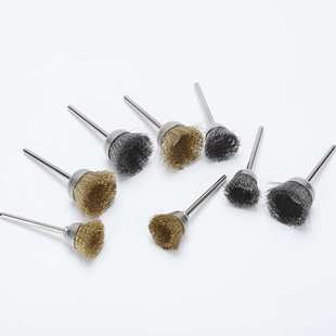 钢丝笔刷碗型打磨头电磨清洁除锈去毛刺抛光带柄钢丝刷子镀铜丝轮