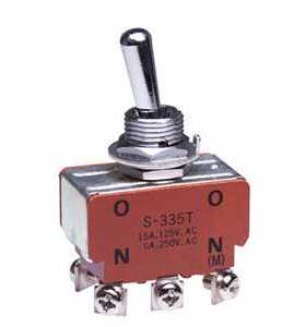 S335T NKK摇头开关 两挡ON-(ON) 单边自复位 双极带螺丝 S-335T